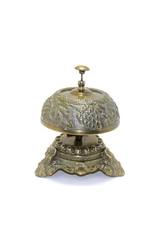 SODEF Reception Bell Brass Traditional Style for Hotels Restaurants Desks Service Calls - karışık