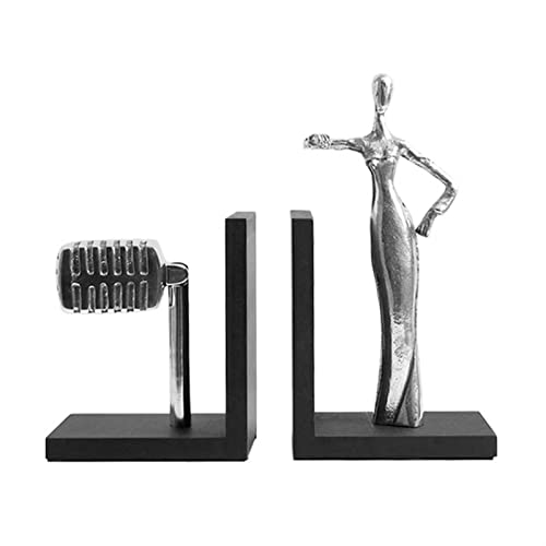 Book Organizer Decorative Bookends, Unique Metal Book Ends to Hold Books Heavy Duty for Office Desk, Modern Home Decor, Shelf Decoration
