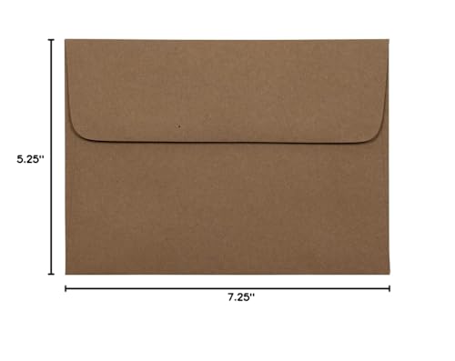 JAM PAPER A7 Premium Invitation Envelopes - 5 1/4 x 7 1/4 - Brown Kraft Paper Bag - Bulk 250/Box