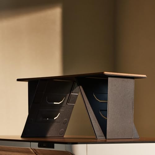 TopJob SlimFold Laptop Desk & Stand，Ergonomic Computer Stand，Portable Laptop Riser Stylish with Multiple Color Options, Compatible with MacBook Air, MacBook Pro, Dell XPS (Mist) (Walntut & Black)
