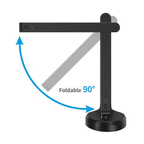 Document Camera, T201 Book Scanner, Automatic Document, Max A4 A3 Size with Smart OCR Led Desk Lamp for Family Home Office, Increase Efficiency for Live Demo, Distance(1300 Pixel)
