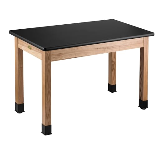 Casafoyer High Pressure Laminate Top Science Lab Table, 54" L X 30" H, Black Top and Ashwood Legs
