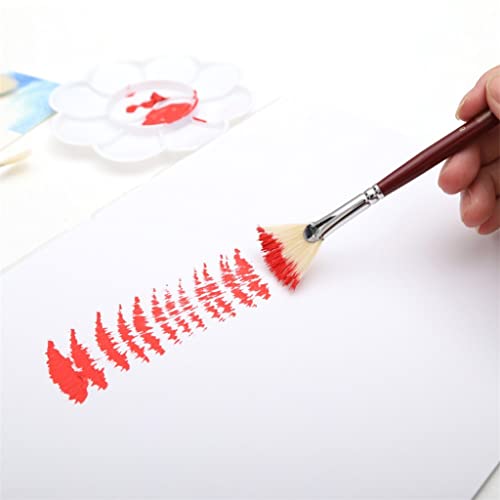 ERoomQ 9 Fan White Bristles Long Handle Paint Brushes Pen Professional Artist Oil Acrylic Painting Brush Set Painting