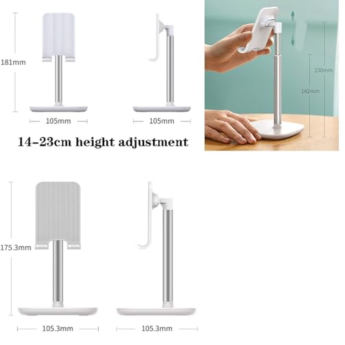 spxtom Adjustable Tabletop Metal Phone Holder, Aluminum Alloy, Cell Phone Stand, Anti-Slip Base and Convenient Charging Port, works with all 4-10"" e-readers(A)