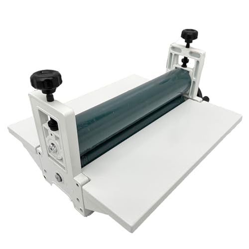 Yokoma Manual 14 Inch Cold Laminating Machine - All Metal Desktop Cold Laminator with Adjustable Pressure & Foldable Table, Rubber Roller for Photos, Posters, Books, Artwork (Max Thickness 0.4in)
