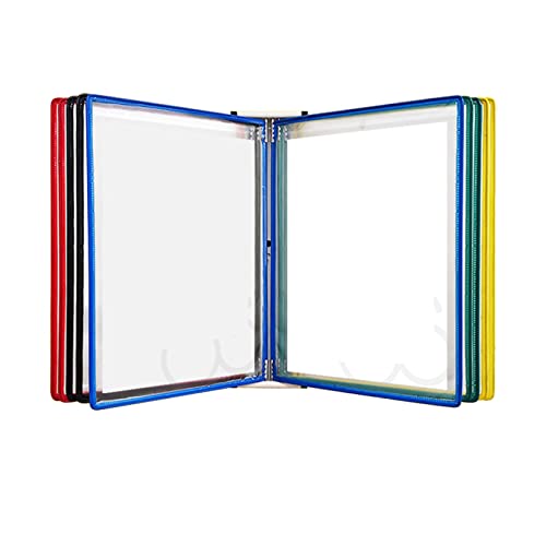 JGSYD A4, Wall Reference System With Transparent Matte File Bag, 10-Pocket Wall Reference Organizer With Metal Bracket, Wall-Mounted Catalog Display Rack, Multiple Colour,Multicolor