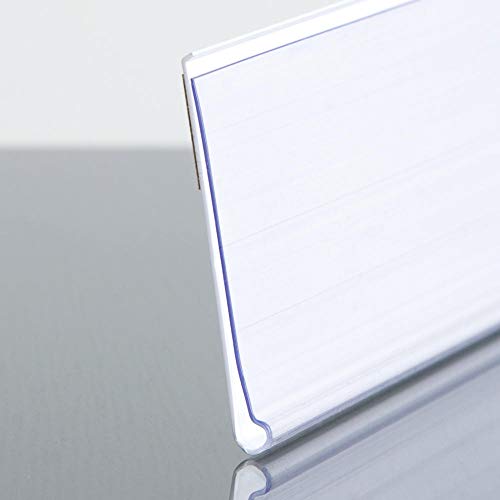 VKF Renzel USA Corp. Pack of 25 Adhesive Shelf Label Holders, 36 Inches Long, For 1.25 Inch Tall Labels, Adheres To Front Of Shelf