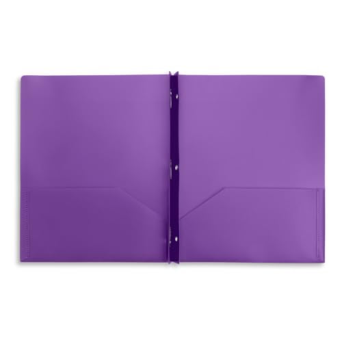 Blue Summit Supplies 30 Plastic 2 Pocket Folders with Prongs, Assorted