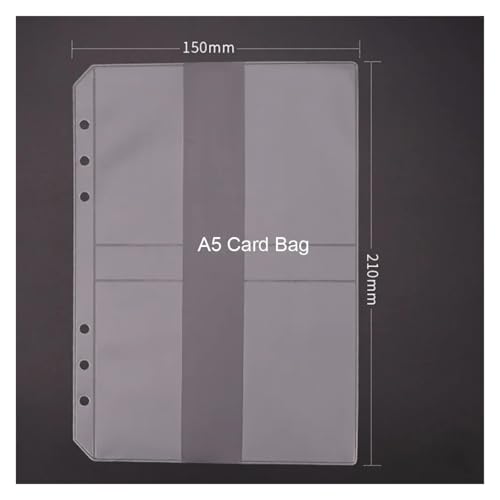 80pcs Clear PVC Binder Pocket Budget Cash Envelopes for 6 Holes Binder Notebook, A5 Personal A9 Folder Photocard for Refillable Insert(A5 Card Bag)