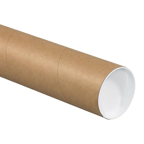 BOX USA Cardboard Tubes with Caps, 24"L x 4"W x 4"H, Pack of 12 | Poster Tube for Mailing and Storage of Blueprints, Artwork, Crafts, Long Art Holder, 24 inches