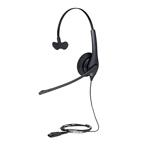 Jabra Biz 1500 Quick Disconnect On-Ear Mono Headset - Corded Headphone with Noise-Cancelling Microphone and Volume Spike Protection for Deskphones, Black