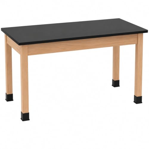 Learniture by Diversified Woodcrafts Science Lab Table, Chemical-Resistant Laboratory Table with Black High-Pressure Laminate Top,Solid Oak Legs, STEM Classroom, Science Lab & Workshop Furniture