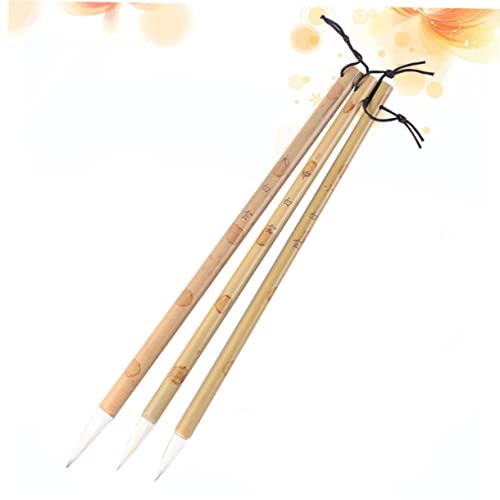 Chinese caligraphy brush, 3 Pcs Writing Brush Painting Chinese Calligraphy Brush Calligraphy Practice Brush Chinese Brush Festival Weasel Hair Brush Soft Wolf Medium and Small Writing Pen Wooden Stude