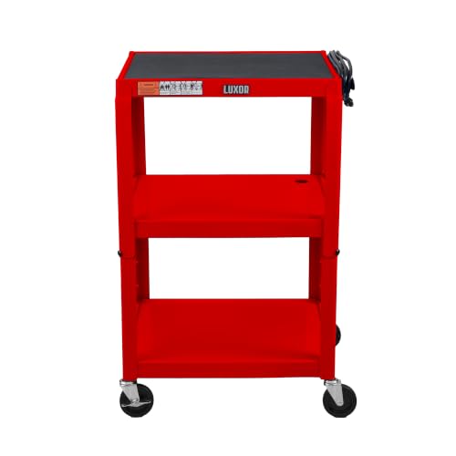 LUXOR UCMT1-RD Adjustable-Height Steel Utility Cart - Red