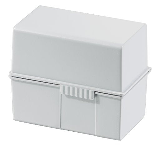 HAN 976-11, Card Index Box A6 Landscape. Innovative, Attractive Design Holds a Maximum of 400 Cards with Steel Hinge, Light-Grey - Various Colours to Choose from