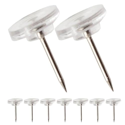 400 Pcs Clear Thumbtacks Flat Head Pushpins for Corkboard, Transparent Map Pins, Plastic Iron Tacks