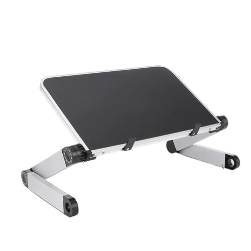Adjustable Laptop Desk Stand Portable Aluminum Ergonomic Lapdesk for TV Bed Sofa PC Notebook Table Desk Stand with Mouse Pad(DNZ-White)