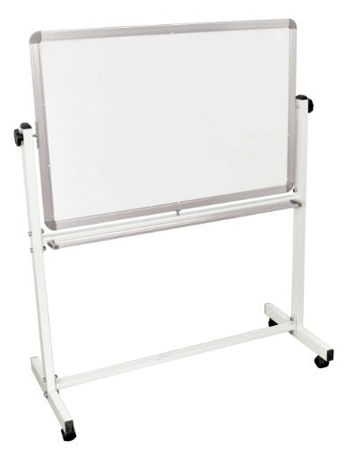 Luxor Mobile Classroom Office Double Sided Magnetic White Board Easel 36" x 24" With Silver Frame