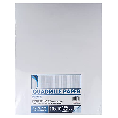 Pacific Arc Quadrille Paper Pad, 100 Sheets 17 Inch x 22 Inch, 10 x 10 Grid
