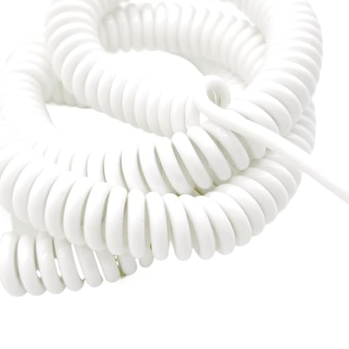 Coiled Curly Mains Flex Multicored Cable 2 Cores 18AWG 0.75mm² White