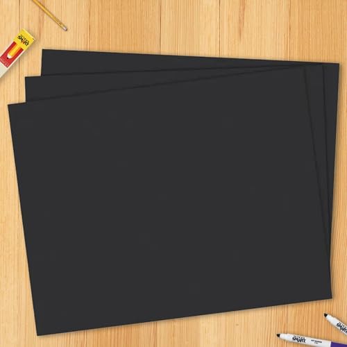 School Smart Railroad Poster Board Paper, 22 x 28 Inches, 6-Ply, Black, Pack of 25