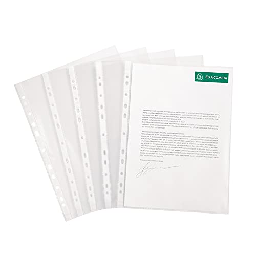Exacompta Clear PVC Punched Pockets, A4, Portrait - Bag of 10
