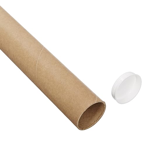 BOX USA Cardboard Tubes with Caps, 48"L x 2"W x 2"H, Pack of 50 | Poster Tube for Mailing and Storage of Blueprints, Artwork, Crafts, Long Art Holder, 48 inches