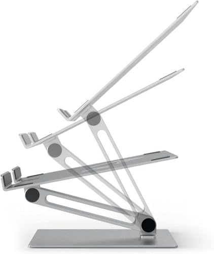 Durable Folding Adjustable Laptop & Tablet Holder - Non Slip Silver Aluminum Laptop Mount for 10" - 17" Laptops - Portable Laptop Stand Folds for Easy Storage