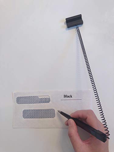 Nobo Pack of 50 Counter Coil Corded Wedgy Pen with Adhesive Backing, Black Ink