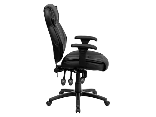 Flash Furniture LeatherSoft Swivel Ergonomic Office Chair with Arms, Black