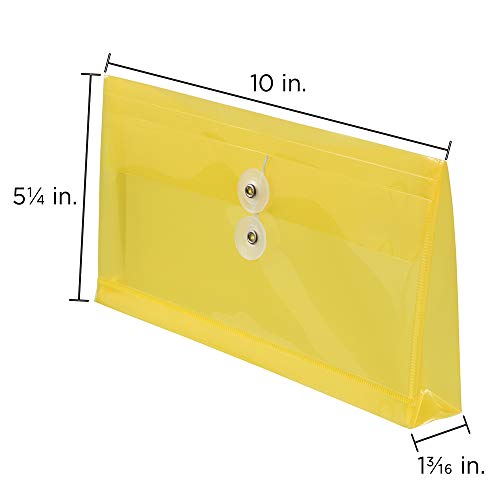 JAM PAPER Plastic Envelopes with Button & String Tie Closure - #10 Business Booklet - 5 1/4 x 10 - Assorted Colors - 24/Pack