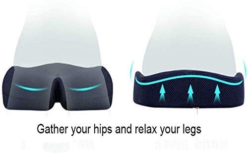 NCRD Seat Cushion Pillow for Office Chair - Memory Foam Firm Coccyx Pad - Tailbone, Sciatica, Lower Back Pain Relief - Contoured Posture Corrector for Car,Home,Office (Color : Blue)