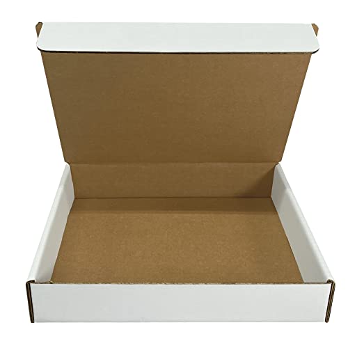 Amazon Basics Sturdy Mailer Shipping Boxes, Corrugated Cardboard for Packing and Mailing, Tape-Free Assembly, 12" x 9" x 2.25", White, 50-Pack