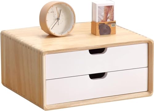 HSTBLEOO Multi-Layer Drawer Storage Box, Solid Wood Flat File Cabinet, A4 Treatment Storage Cabinet For Home Desktop Office(B,2 layers)