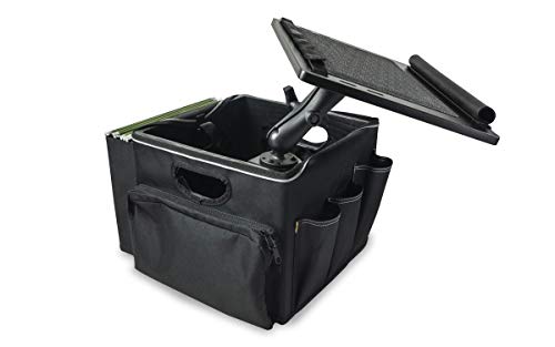 AutoExec Milk Crate Vehicle and Mobile Office Work Station with Apron Organizer, Laptop Tray and 400 watt Power Inverter