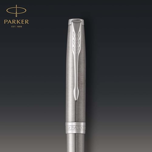 Parker Sonnet Ballpoint Pen, Stainless Steel with Palladium Trim, Medium Point Black Ink (1931512)