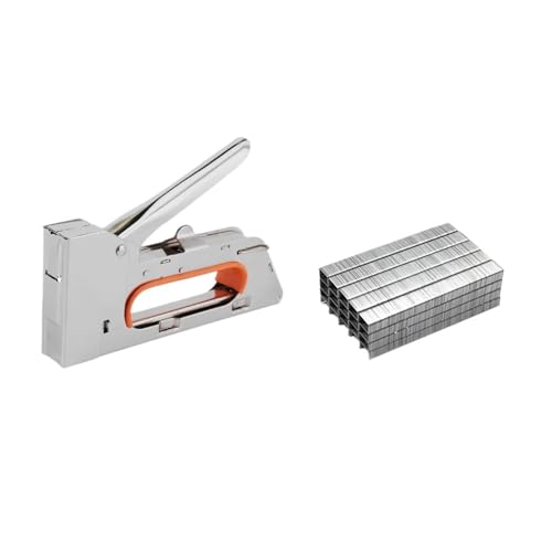 Oil-Free Pneumatic Staple Gun Heavy-Duty Stapler Upholstery Stapler 4/6/8mm Paper Window Tacker Tools with 2400pcs Stainless Steel Nails for Woodworking Furniture Binding