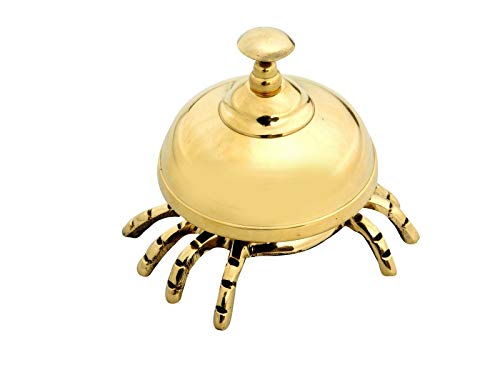 Vintage Antique Brass Crab Bell Hotel Counter Reception Bell Teacher Desk Bell