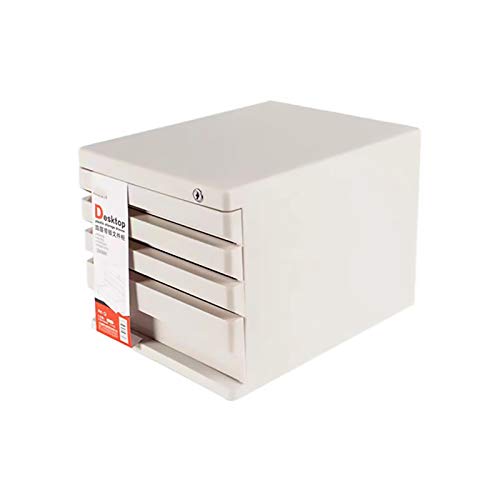noxozoqm Desktop Filing Cabinet, 4/5Layer White Multi Functional Desk Organizer with Lock File Cabinet, Improve Office Efficiency. (Size : 4layer)