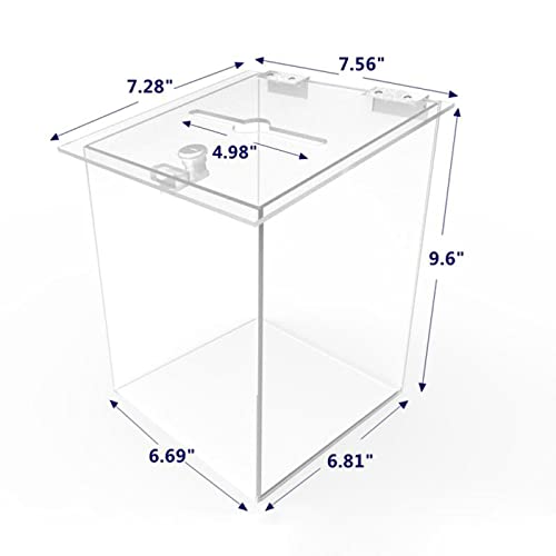 ZEELYDE Donation/Charity/Suggestion Box,Donation Box Clear Box Lock Fundraising Charity Donation Box Clear Acrylic Ballot Box Review Box Ballot Box Suggestion Box