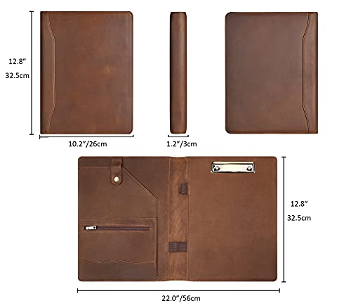 Personalized Leather Portfolio for Men, Engraved Leather Clipboard Portfolio Binder, Custom Leather Padfolio Leather Legal Portfolio, Christmas Gift for His/Her (Clipboard, Khaki-Standard)