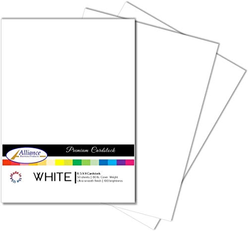 White Paper Cardstock (5 PACK) - for Brochure, Invitations, Stationary Printing | 80 lb Card Stock | 8.5 x 11 inch | Heavy Weight Cover Stock (216 gsm) 100 Brightness | 8 1/2 x 11 | 50 Sheets Per Pack