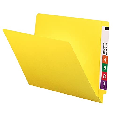 Smead End Tab File Folder, Shelf-Master Reinforced Straight-Cut Tab, Letter Size, Yellow, 100 per Box (25910)