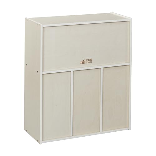 ECR4Kids Streamline 15 Cubby Tray Storage Cabinet, 5x3, White Wash