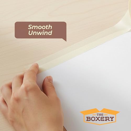 The Boxery 3" Masking Tape Bulk Case, 16 Rolls x 60 Yards– General Purpose Painter’s Tape, Beige Crepe Painting Tape for Painting, Masking, Labeling, Crafts, Packaging & Painting Supplies, 5 Mil