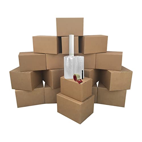 UBMOVE One BedRoom 18 Moving Boxes Basic Moving Kit: Boxes, Packing Supplies, & Tape, Brown Corrugated Boxes With Moving Supplies