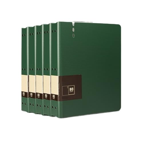 Letter Size 5 Pcs 80 Pages A4 File Folder with Transparent Inserts Thickened Data Storage Book Office Supplies for Organized(Green)