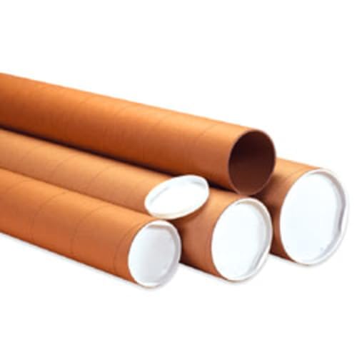 BOX USA Mailing Tubes with Caps, 4"L x 30"W, 12-Pack | Cardboard Tube Mailer for Poster Box, Blueprint, Teachers, Artwork, Long Art Holder 4x30