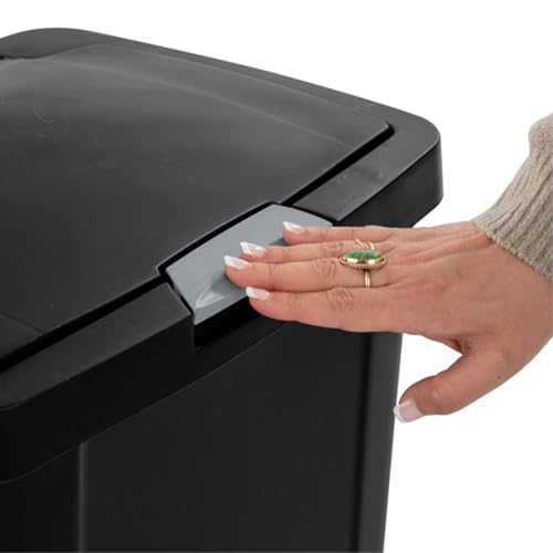 Sterilite TouchTop Plastic Wastebasket, Black, 13 Gallon, 8 Pack