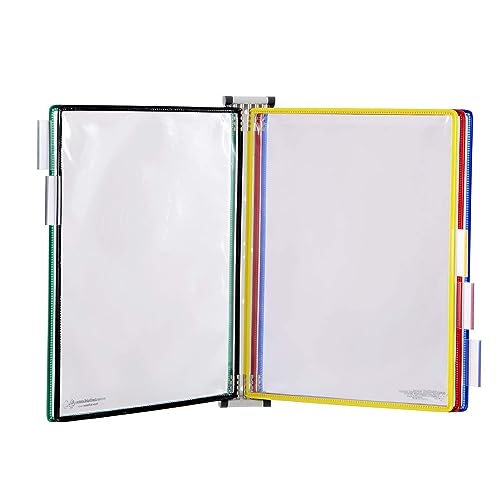 EliteBloom Wall Mount Reference Organizer - File Organizer for Desk with 5 A4 Paper Size PVC Metal Pockets Catalog Disp,5 Pages
